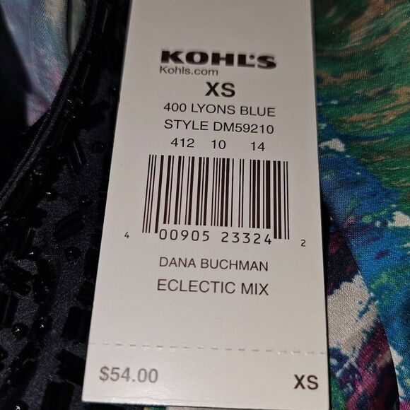 NWT Dana Buchman Womens Multi Color Embellished V‎ Neck Blouse XS - Picture 5 of 6